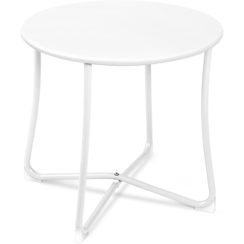 Neston Metal Patio Table Heavy Duty Weather Resistant Anti-Rust Outdoor Coffee Table, White