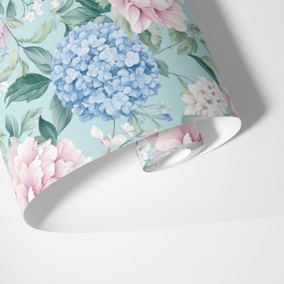 Pastel Floral Garden Wallpaper, 225"H x 25"W, Vinyl Peel and Stick