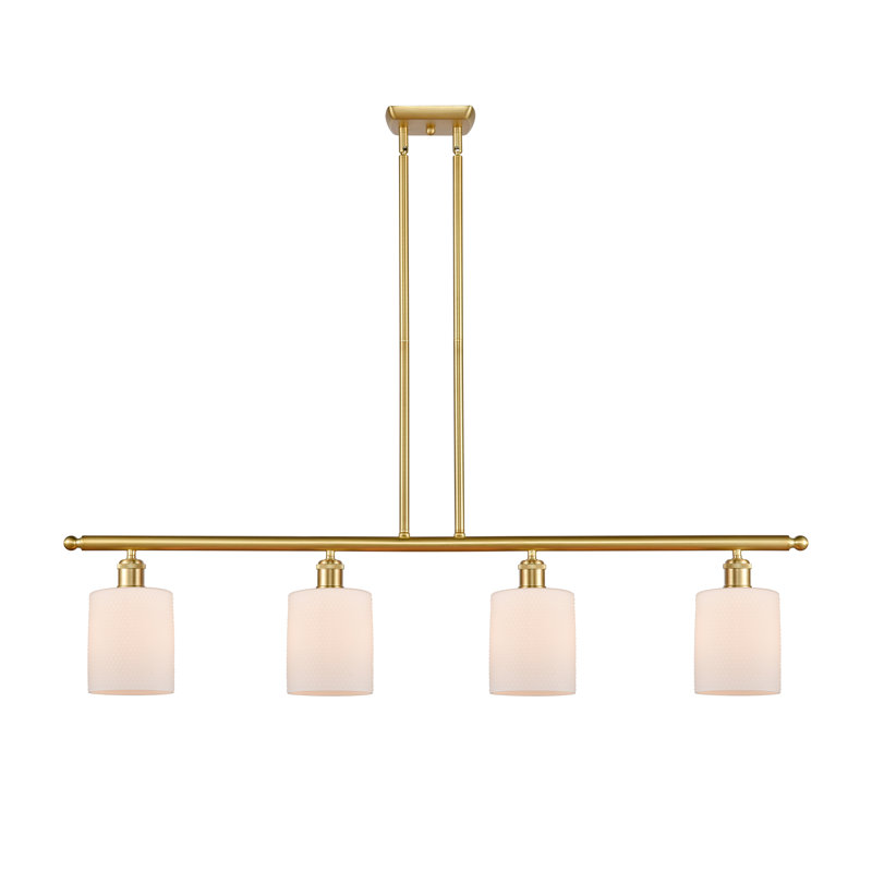 Leilani 4 - Light Kitchen Island Pendant, Satin Gold, Matte White, 6 Watt Vinage LED Bulb