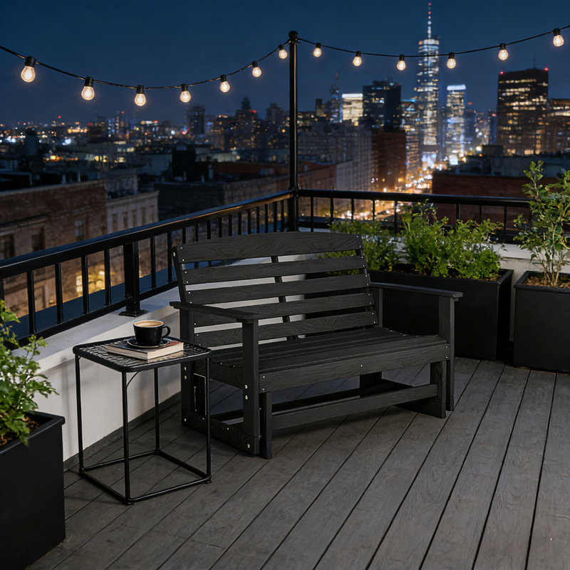 Causeuse, banc de patio et banc d'extérieur confortable, Noir