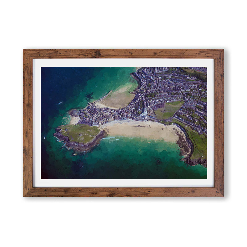 View of St Ives in Cornwall - Framed Print, 62cm H x 87cm W x 2cm D, Walnut