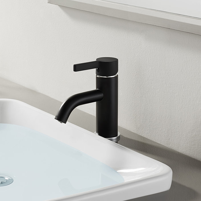 Continental Single-Hole Faucet with Pop-Up Drain, Matte Black/Polished Chrome