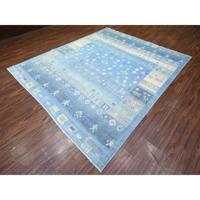 Tapis bleu nouvel âge en laine 8 pi 2 po x 9 pi 7 po Ziera