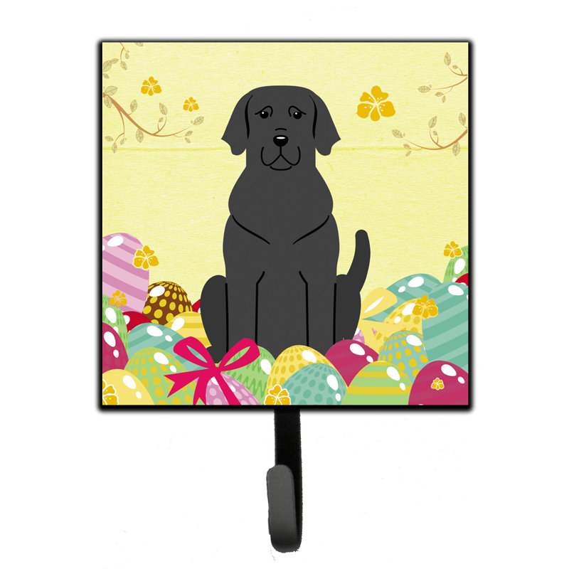 Mcelyea Metal Wall Organizer with Key Hooks, Red/Blue/Brown, Black Labrador