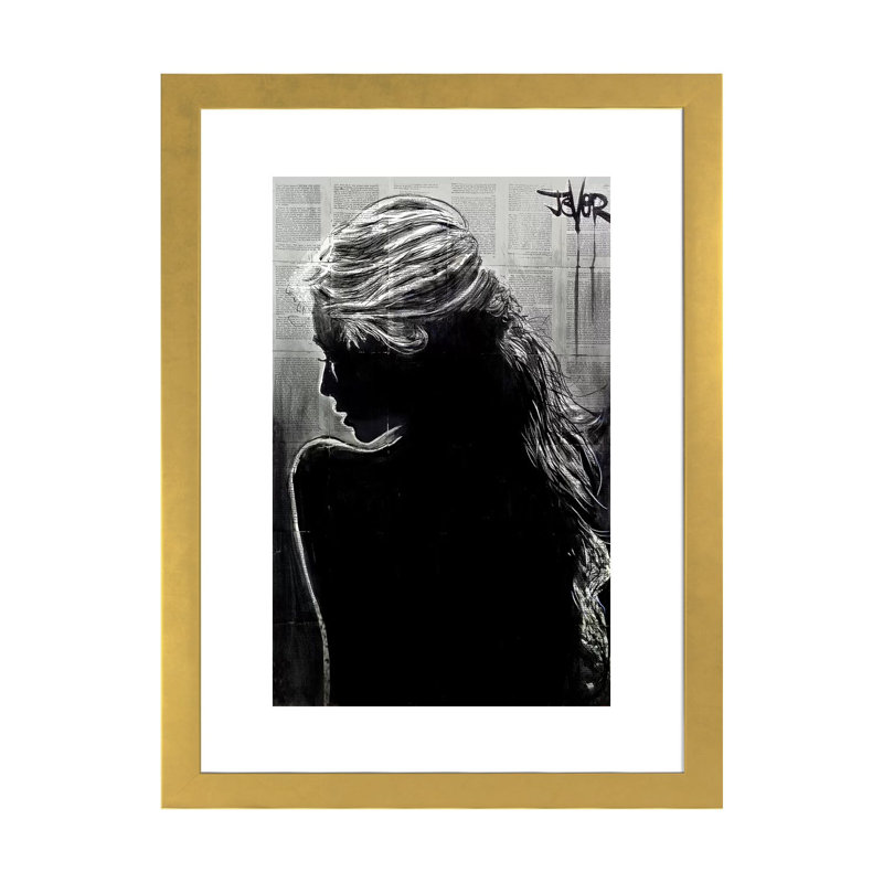 Shy Harmonic par Loui Jover - impression d'art graphique, H 24 po x l 16 po x P 1 po, Papier encadré doré, Blanc
