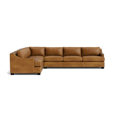 Canapé d'angle droit Keaton en cuir avec accoudoirs inclinés et clous