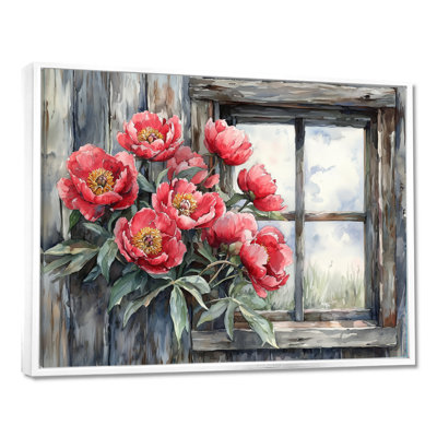 «Dontarious Pe pivons At The Barn Window I», art mural pivoines pour le salon