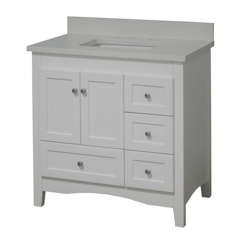 Abbey 36" White Pine Single Bathroom Vanity with Stone Countertop
