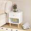 23.22'H White Wooden Nightstand with 1 Drawer &amp; 1 Shelf