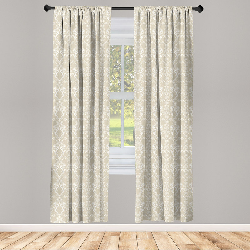 Damask Semi-Sheer Rod Pocket Curtain Panels, 28" x 84"