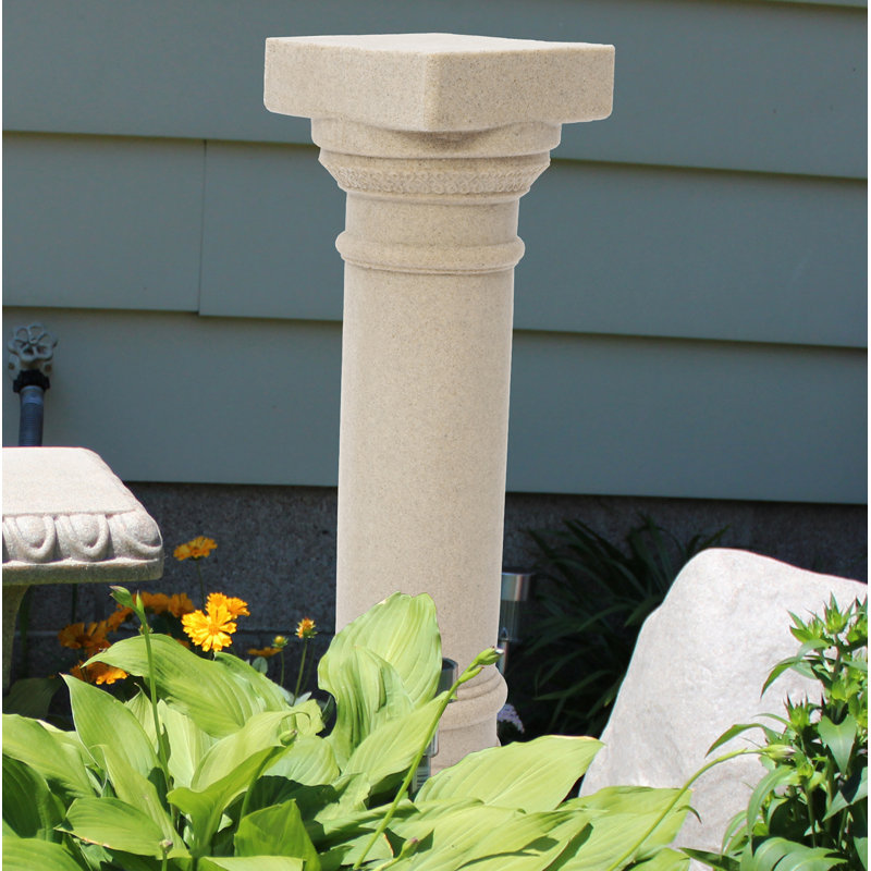 Plumeri Weather Resistant Plastic History & Language Pedestal, Sandstone
