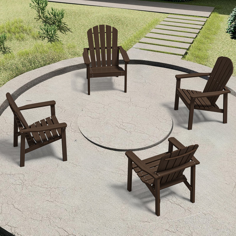 Set of 4 Stackable Adirondack Chairs – HDPE Outdoor Patio Seating, All-Weather Durable Design with Space-Saving Storage and Comfort Backrest