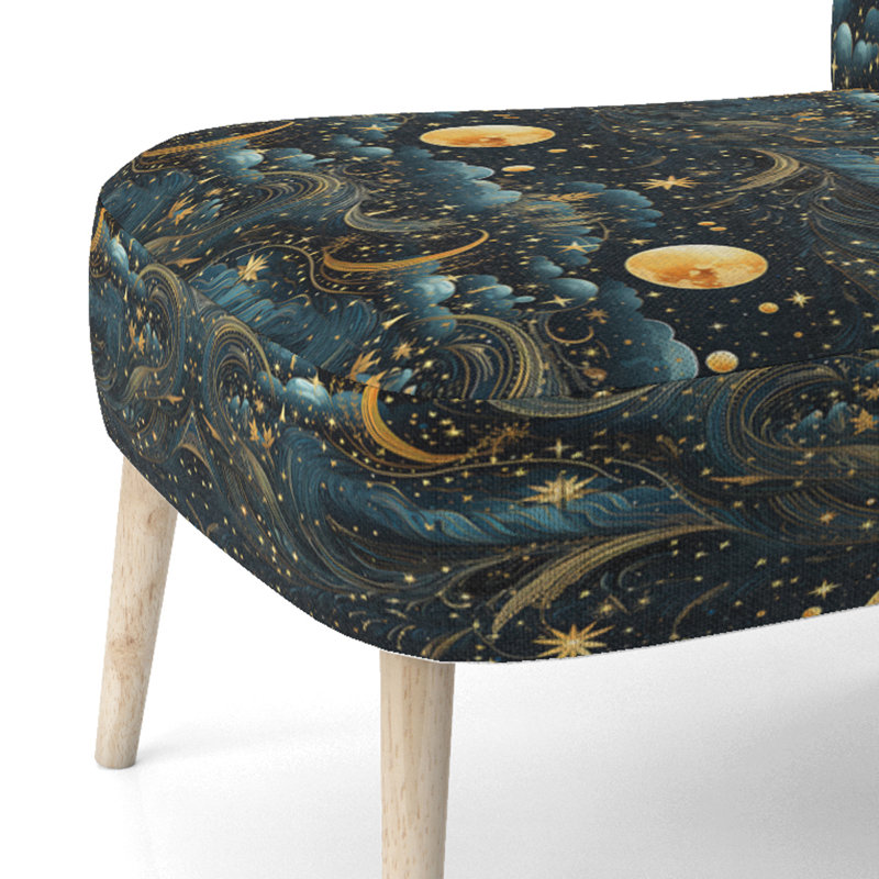 Chaise d'appoint rembourrée bohème et éclectique Blue Celestial Boho