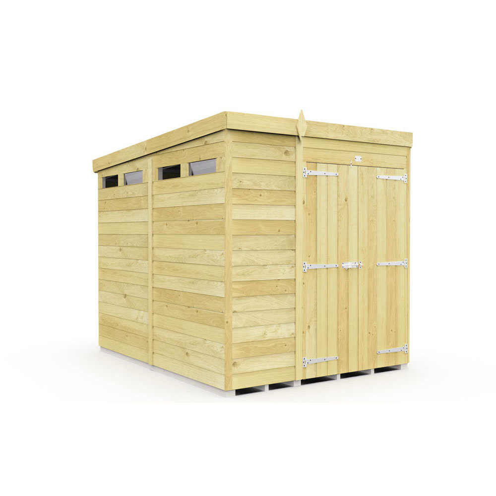 6ft x 8ft Pent Security Shed - Double Door