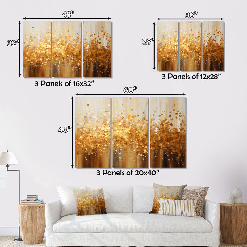 Golden Radiance II sur toile, 3 pièces, H 32 po x l 48 po