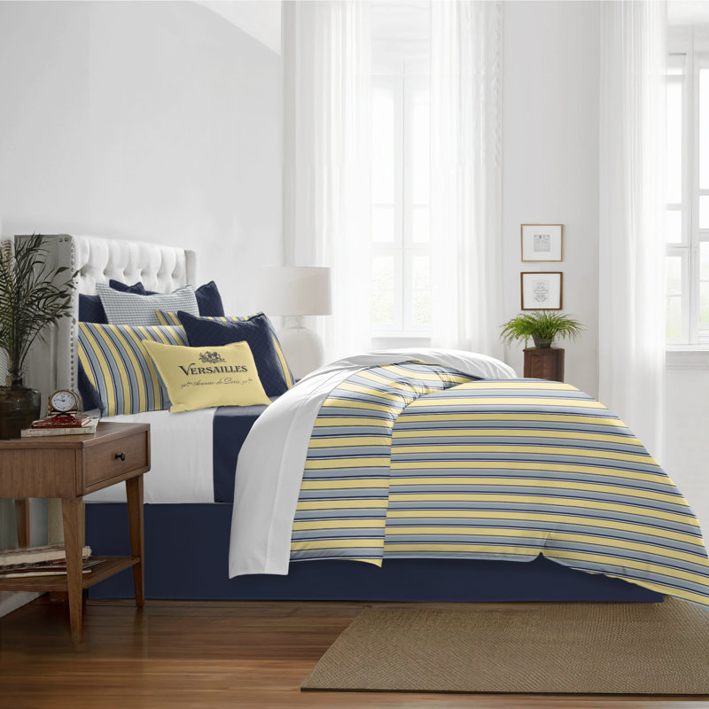Gino Stripe Cotton Reversible Coverlet Set, Cal.King Coverlet/Bedspread + 2 King Shams