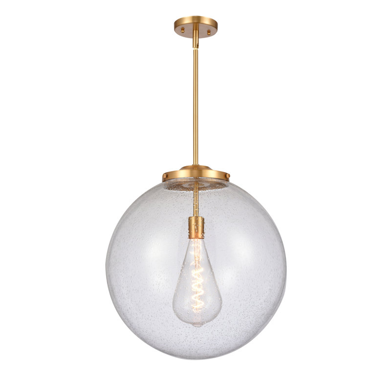 Luminaire suspendu sphère 1 lumière Frederick, H 17 po x l 16 po x P 16 po, Or satiné, Grainé