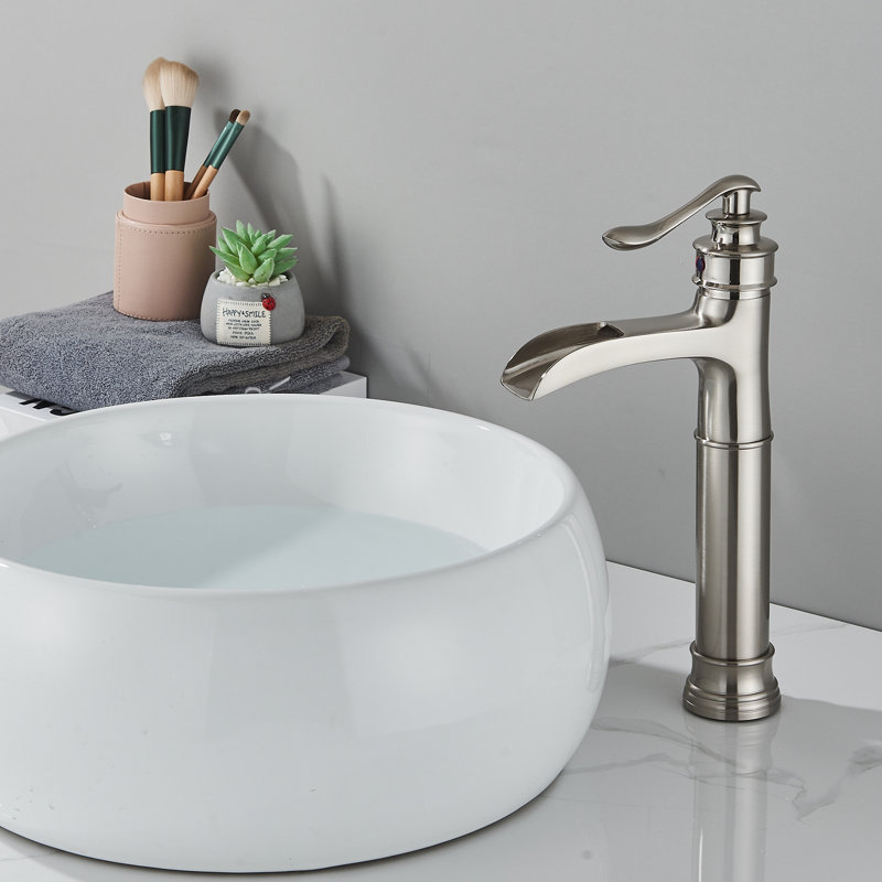 Single-Hole Single-handle Bathroom Faucet with Drain Assembly, Brushed Nickel