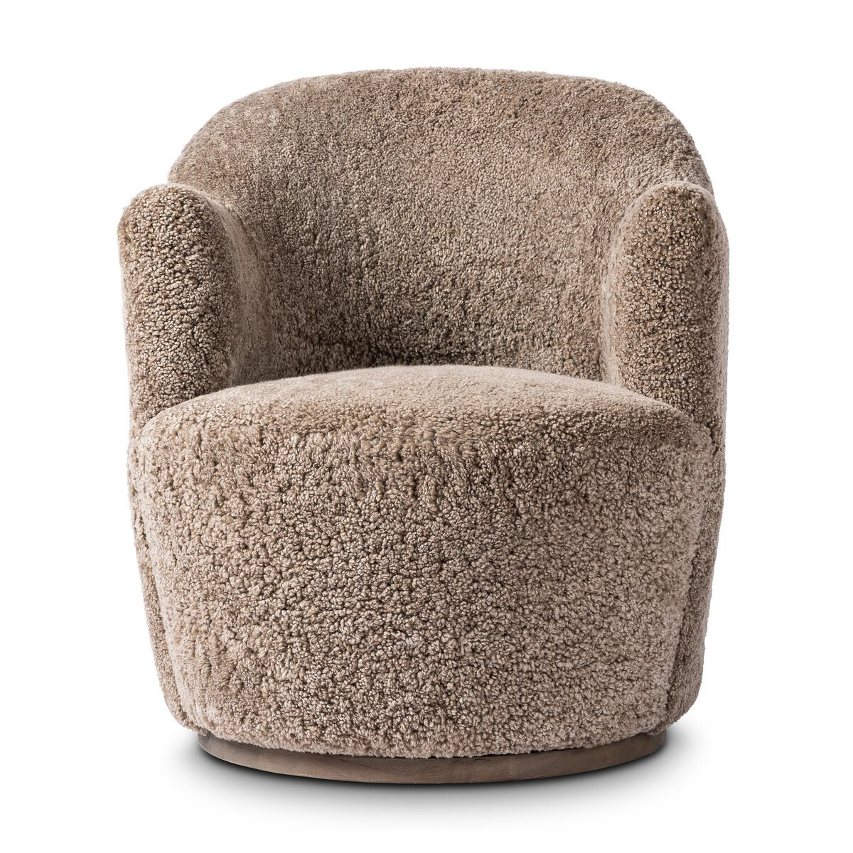 Corson Swivel Barrel Chair, Taupe Shearling