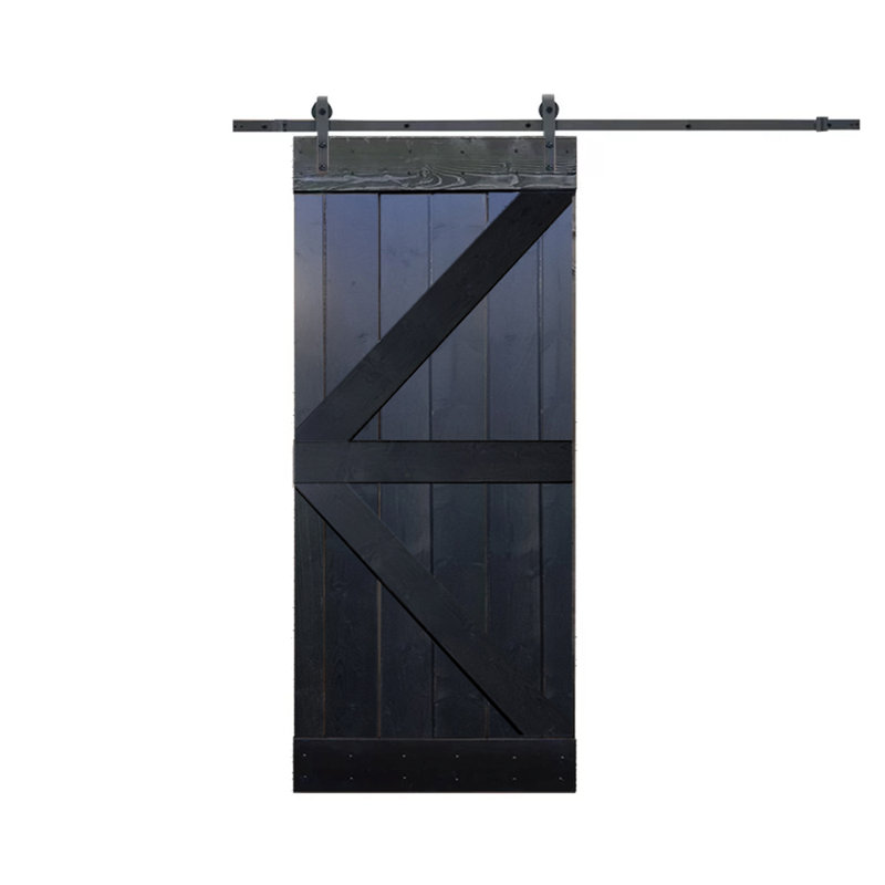 Paravent en bois à panneaux avec trousse de quincaillerie d'installation, 36 po x 84 po, Noir