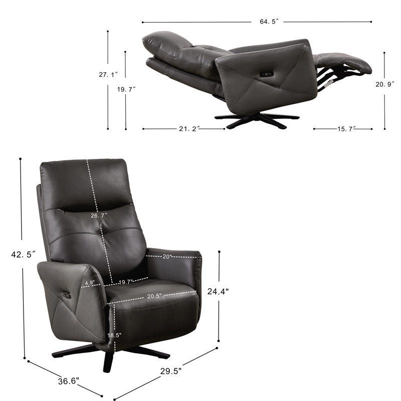 Fauteuil inclinable en similicuir et cuir écologique, Similicuir noir