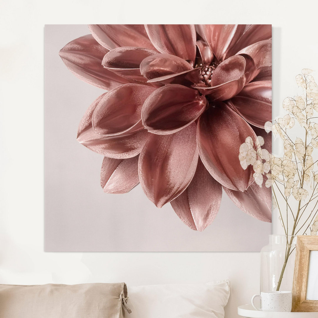 Leinwandbild Dahlie Blume Rosegold