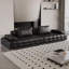 Canapé modulaire noir en cuir véritable-1818007257