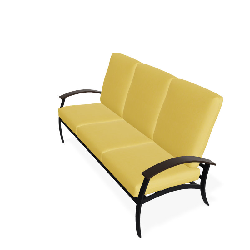 Canapé de patio 3 places avec coussins Askar, Jaune 43A, Noir texturé, Kona P10