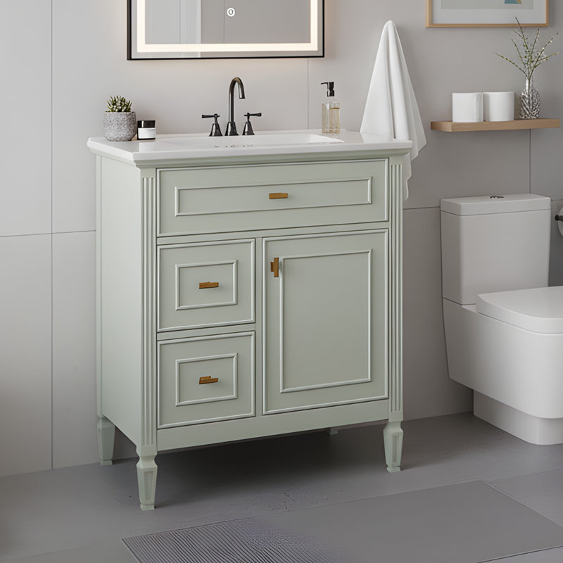 Armoire de meuble-lavabo 30 "avec lavabo en céramique, Vert