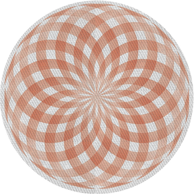 Tapis orange/gris tissé à la machine, Rond 3 pi