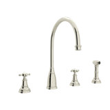 Georgian Era Double Handle Kitchen Faucet With Accessories