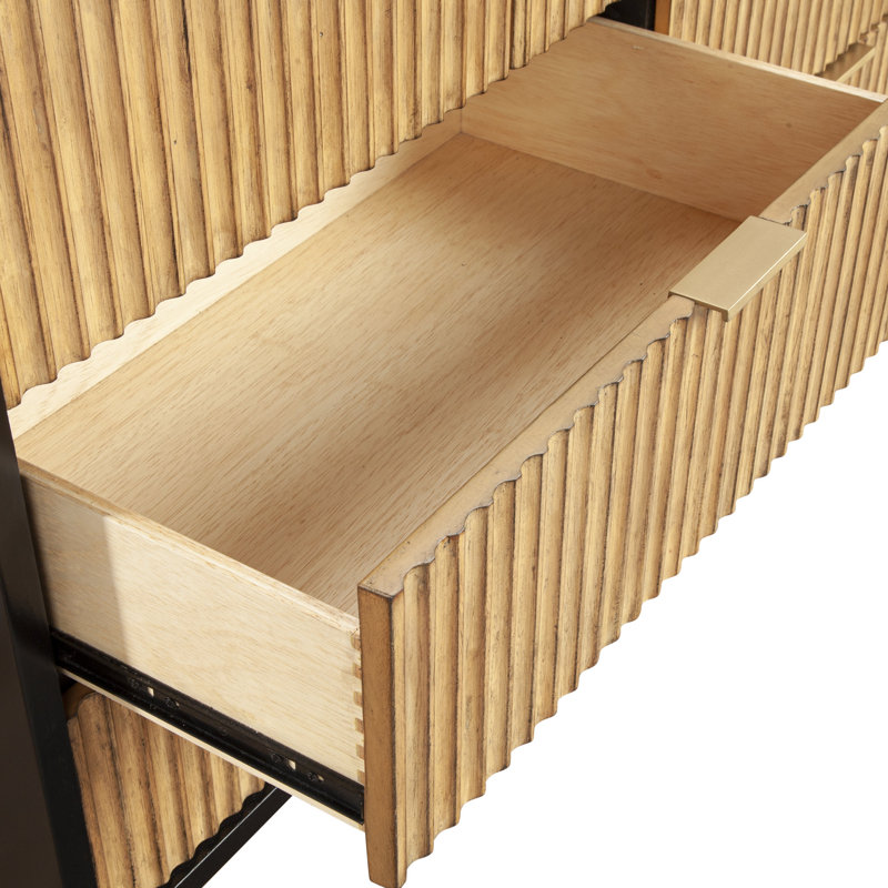 Commode 7 tiroirs avec détails cannelés Babette, Noir