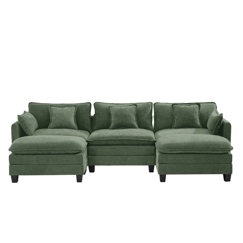 Upholstered Sectional, Chenille verte