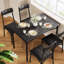 Black 5 Piece Dining Set With 4 Upholstered Chairs For Apartment