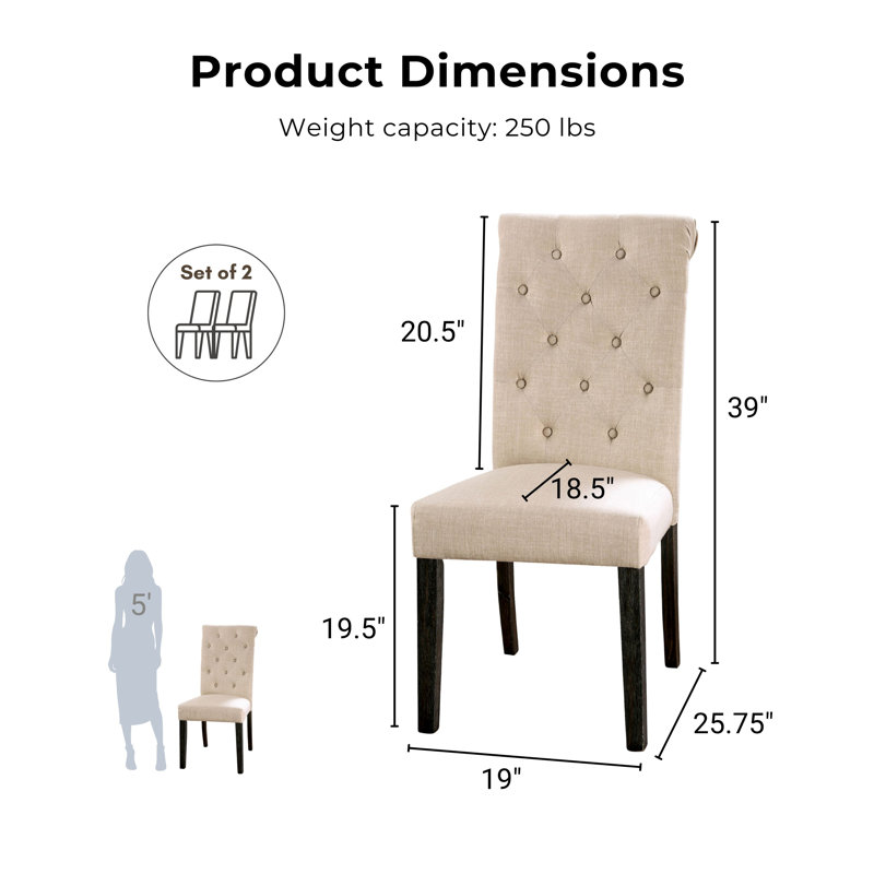 Julian 6-Person Trestle Dining Set with Upholstered Chairs, Ivory