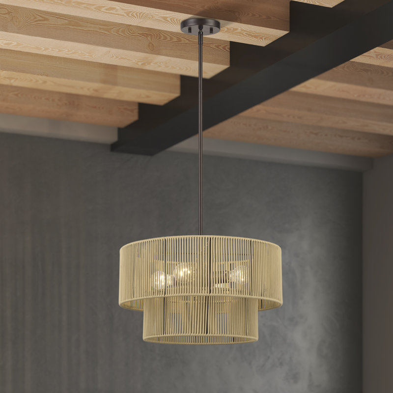 Lustre suspendu 4 lumières Asllan, Bronze, Doré