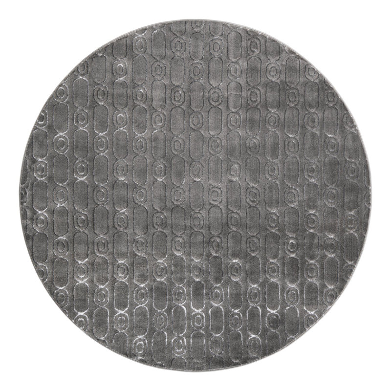 Latitude Run® Column Nikica Rug Gray and Silver, Round 7'10"