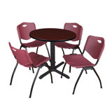 Neyland Cain Round X-Base Breakroom Table & 4 M Stack Chairs
