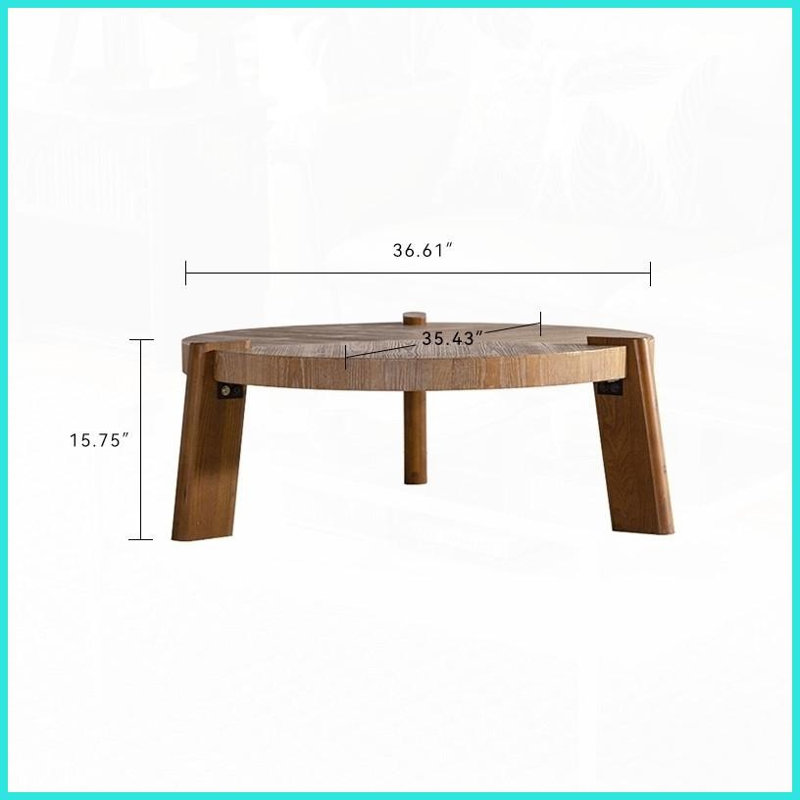 Rustic Round Apartment Coffee Table - MDF Construction, Anti-Collision Safety, Easy Assembly