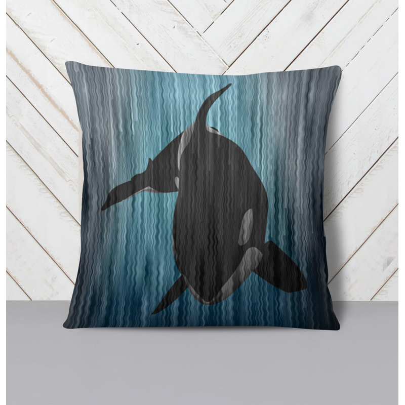 Throw Pillow With Insert, 18"H x 18"W, Blue/Black 2