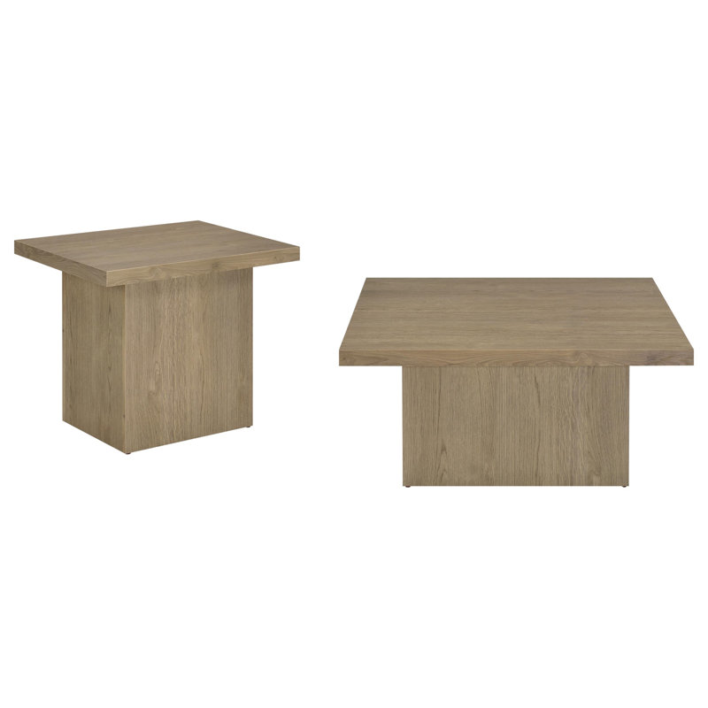 2-Piece Square Cocktail Coffee End Table Set