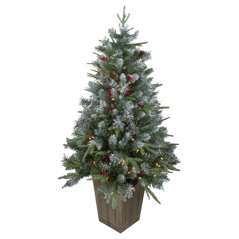 Sapin de Noël artificiel en forme de baie de 4 pi avec lumières givrées