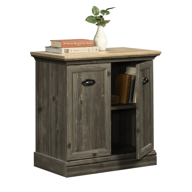 Armoire rustique autoportante rustique en bois d'ingénierie avec tablettes réglables derrière des portes en verre pour le salon principal, 30,36 po de profondeur, espace de 29,25 po de hauteur