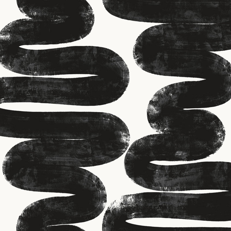 Abstract Vinyl Peel & Stick Wallpaper Roll by Bobby Berk, Black/White, 16.5" L x 20.5" W