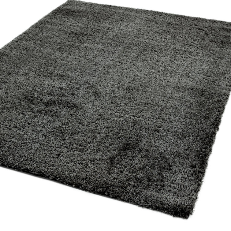 Natonia Shiny Shaggy Charcoal Area Rug