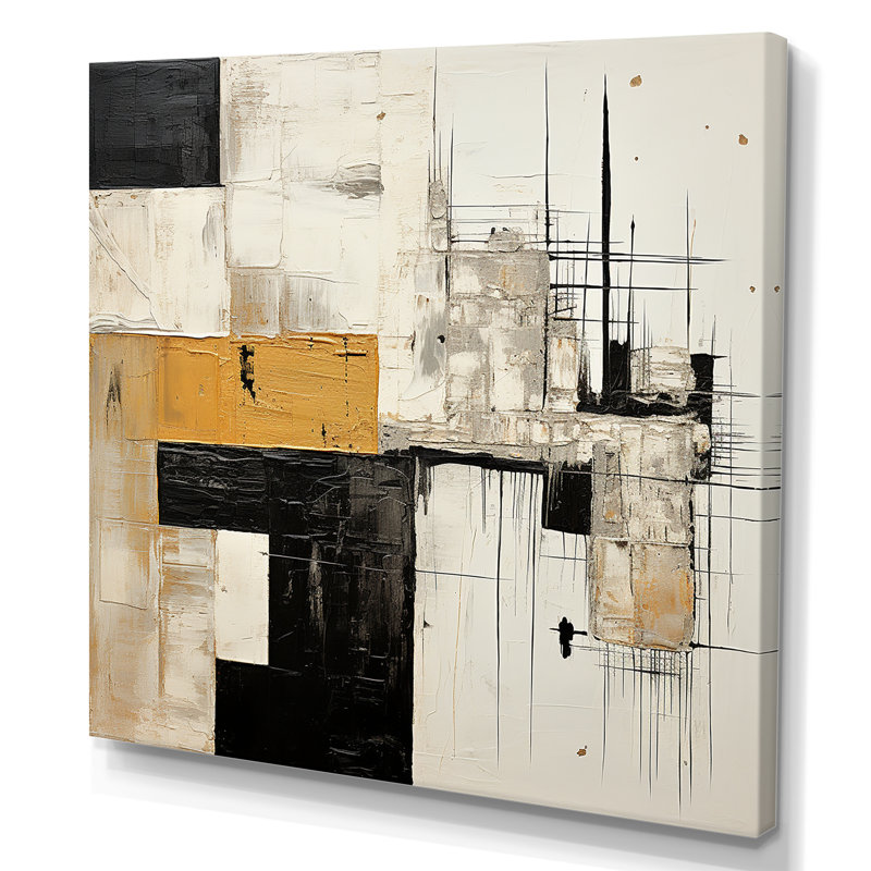 Beige et noir Divine Simplicity IV - peinture abstraite, art mural, H 24 po x l 24 po x P 1 po, Toile tendue