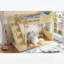 Lit mezzanine simple en bois massif avec garde-robe intégrée, rangement et tablettes à côté, garde-corps pleine longueur et escalier, aucun sommier nécessaire, naturel-1076234578-1076234579