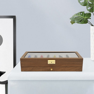 2-Tier Knife Display Case with Clear Glass Lid