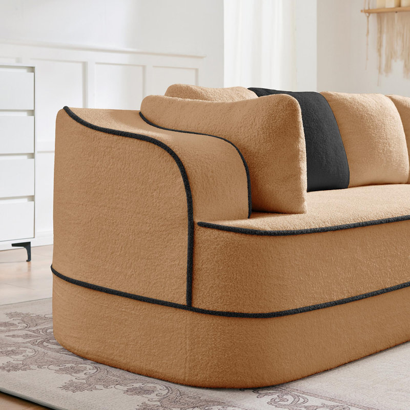 Canapé gauche ELYSEES avec coussins en tissu, Chameau
