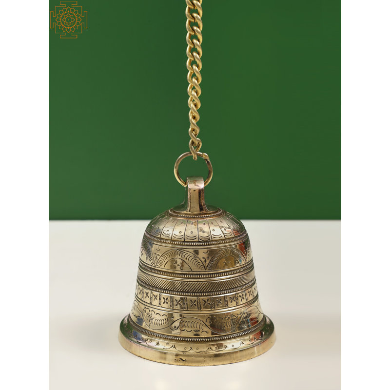 4" Superfine Brass Ceiling Bell – Handcrafted Traditional Indian Hanging Bell for Spiritual Home and Temple Décor